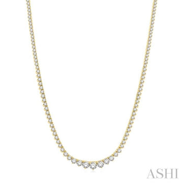 7 Ctw Riviera Round Cut Diamond Necklace in 14K Yellow Gold